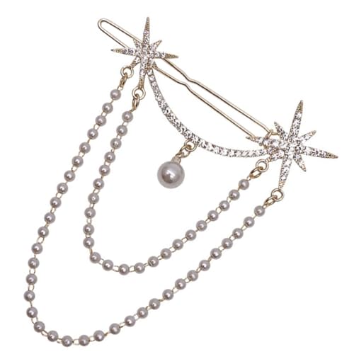 Beaupretty Strass Haarspange mit Perlenkette Stern Design Stilvolle Haarnadel für Frauen Mädchen Geeignet für Hochzeit Party Festliche Frisuren Einfach zu Tragen und Vielseitig Einsetzbar von Beaupretty