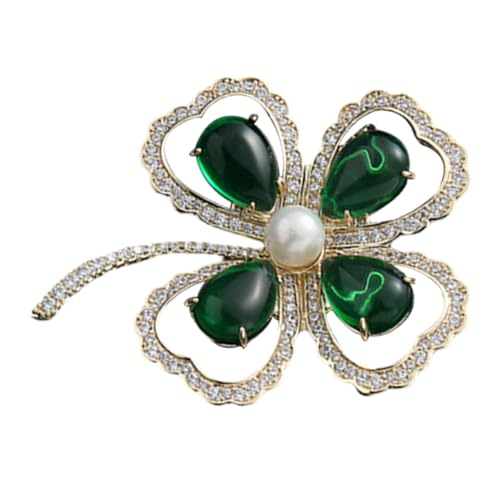 Beaupretty Strass Kleeblatt Brosche Damen Modisch Eleganter Schmuck Pin für Kleidung Pullover Tasche Accessoire von Beaupretty