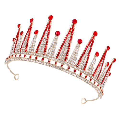 Beaupretty Strass Tiara Damen Hochzeit Krone Braut Haarschmuck mit Funkelnden Kristallsteinen Vielseitig für Hochzeiten Partys Abschlussball Brautaccessoire Rot von Beaupretty