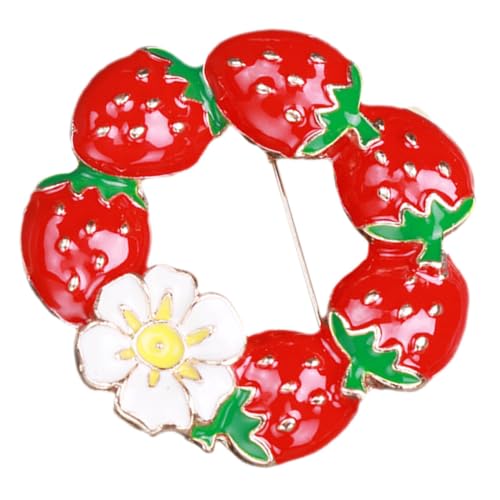 Beaupretty Strawberry Flower Brosche Damen Schmuck Anstecknadel aus Langlebiger Legierung Dekorativer Anstecker für Kleidung Jacken Schals und Taschen Modisches Accessoire für Frauen von Beaupretty