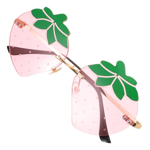 Beaupretty Strawberry Sonnenbrille Damen Frameless Uv-schutz Partybrille Trendiges Erdbeer Design für Festivals Urlaub Outdoor Aktivitäten von Beaupretty