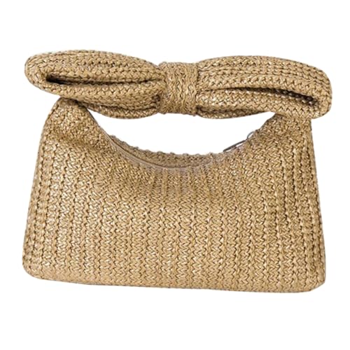 Beaupretty Stroh Clutch Tasche Damen Handgefertigt Leicht Tragbar Sommer Handtasche Für Urlaub Party Alltag Rustikaler Stil Geflecht Strandtasche In Khaki von Beaupretty