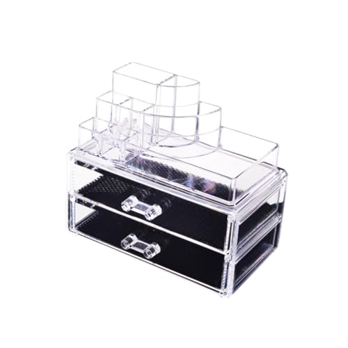 Beaupretty Stufiger Makeup Organizer mit Großen Schubladen und Fächern Stapelbare Kosmetik Aufbewahrungsbox mit Lippenstifthalter Abnehmbare Polsterung für Schmuckschutz Transparenter Make von Beaupretty
