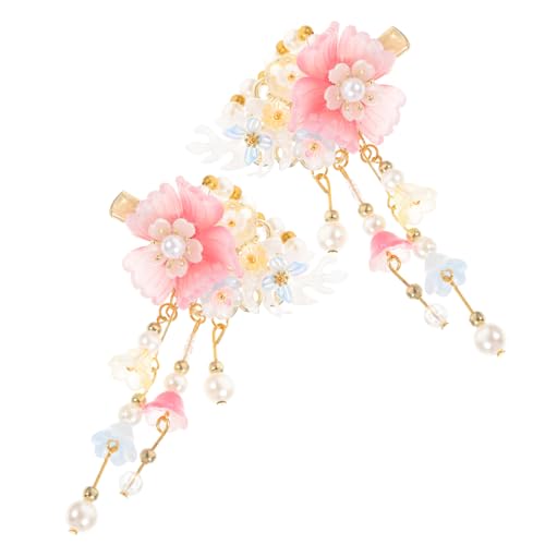 Beaupretty Süße Chinesische Hanfu Haarspangen mit Blumen und Tasseln Haarschmuck für Mädchen Eleganter Chinesischer Stil Filigrane Details Geeignet für Besondere Anlässe und Alltag von Beaupretty