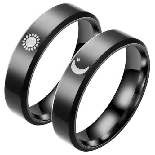 Beaupretty Sun And Moon Partner Ringe Verlobungsringe Damen und Ihn Schmuck aus Haltbarem Material Klassisches Design Geschenkidee für Hochzeit und Jahrestag von Beaupretty