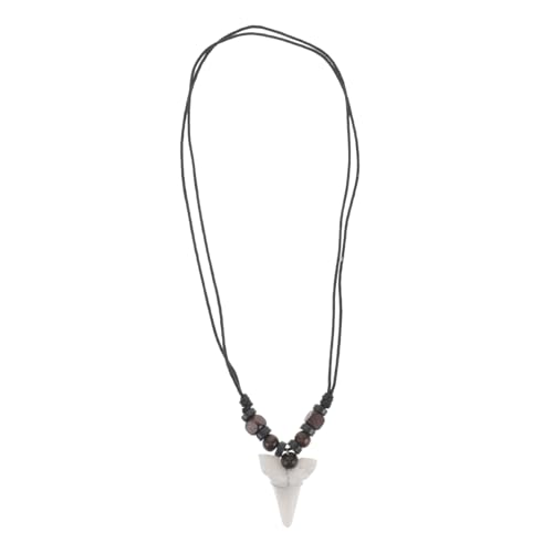 Beaupretty Haifischzahn Anhänger Halskette Holzperlen Bohemian Stil Handgefertigt Surfer Strand Schmuck Damen Herren Teenager Retro von Beaupretty