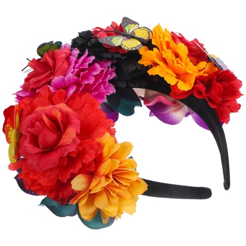 Beaupretty mexikanische Rosenblütenkrone kleine Kronen für Blumenarrangements Tiara Haarbänder mexikanische Kostüme für Frauen Blumenkrone Mini Haarschmuck Hut künstliche Damen Kleidung von Beaupretty