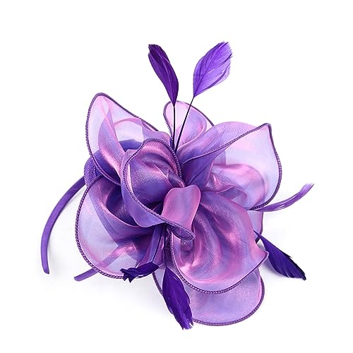 Beaupretty Tea-party-hut Für Damen Modisches Haarband Fascinators Für Die Teeparty Braut-fascinator-hüte Für Die Hochzeit Vintage Haarband Aus Strass Kopfschmuck Fräulein Mode Violett Derby von Beaupretty