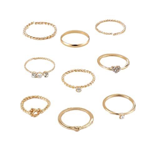 Beaupretty Teiliges Wellenring Damen Modischer Modeschmuck mit Perlen und Strasssteinen Verstellbare Finger Knöchelringe Langlebiges Legierungsmaterial für Alltag Party und Geschenk von Beaupretty