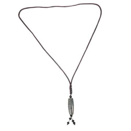 Beaupretty Tibetischer Amulett Anhänger Halskette Glücksbringer Augen Dzi Perle Ethno Schmuck für Damen Herren Vielseitige Grüne Kette Modischer Buddhistischer Schutzanhänger von Beaupretty
