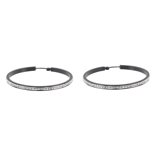 Beaupretty Titanstahl Creolen mit Funkelnden Strasssteinen Ohrringe für Damen Großer Schwarzer Geometrischer Ohrschmuck Leicht und Stilvoll für Alltag und Besondere Anlässe von Beaupretty