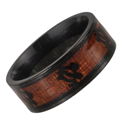 Beaupretty Titanstahl Herrenring mit Holzmaserung und Schildkrötenmuster Leichter Langlebiger Modeschmuck für Alltag Party Hochzeit Geschenkidee Schwarz von Beaupretty