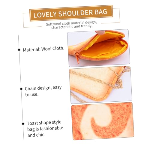 Beaupretty Toast form Crossbody Bag Damen Mini Ketten Tasche aus Weichem Wollstoff Große Kapazität für Handy und Münzen Modische Schokoladenfarbe Auffällige Umhängetasche von Beaupretty