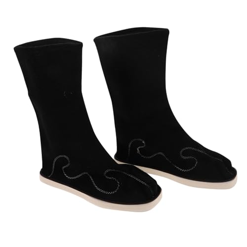 Beaupretty Traditionelle Chinesische Hanfu Stiefel Herren Bestickte Kunsthandwerks-schuhwerk Rutschfeste Pu-boots für Tanz Kung Fu Cosplay Festival Schwarz von Beaupretty