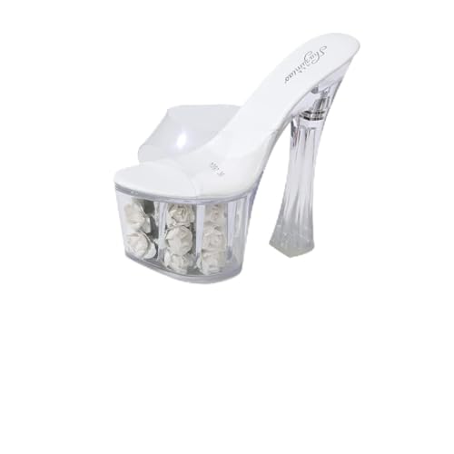 Beaupretty Transparent Damen High Heels Sandalen Sommer Slippers mit Kristallabsatz Rutschfest Modisch für Strand Party Hochzeit Offene Zehen Eleganter Look Bequemes Ausziehen von Beaupretty