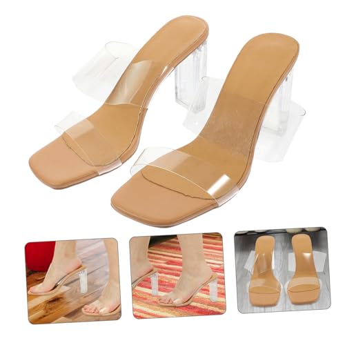 Beaupretty Transparent Damen High Heels Sandalen Weit Offene Zehen Elegant Party Schuhe Stilvolle Hohe Absätze für Arbeit und Festlichkeiten von Beaupretty