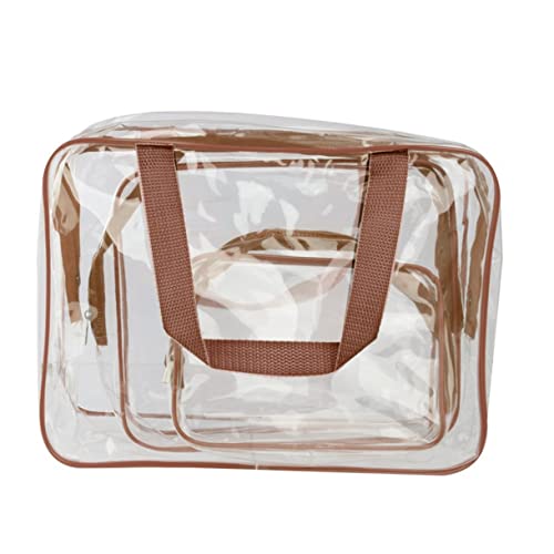 Beaupretty Transparent wasserdichte Teilige PVC Kosmetiktasche mit Reißverschluss Multifunktionaler Organizer für Reisen Sport und Alltag Praktische Handtasche in Braun von Beaupretty