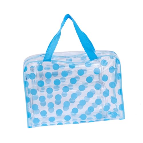 Beaupretty Transparente PVC Kosmetiktasche Leicht zu Reinigen Große Reisekosmetiktasche für Damen Mädchen Multifunktional Stippled Waschbeutel Reise Kulturbeutel Himmelblau von Beaupretty