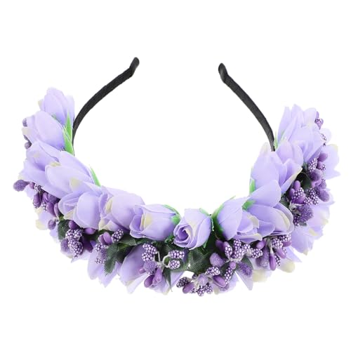 Beaupretty Tulpenblumen-Stirnband Blumenkrone Tiara Blumenmädchen-Kopfschmuck Brauthaarkranz Hochzeit Haarschmuck Für Frauen Und Mädchen Lila von Beaupretty