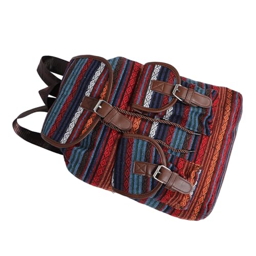 Beaupretty Überprüfter Rucksack Für Tasche Schulter Geldbeutel Draw String Rucksack Mandoline Reisetasche Nationale Mandolinentasche Boho-rucksack Für Frauen Boho-einkaufstasche Segeltuch von Beaupretty