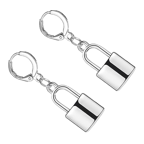 Beaupretty Unisex Punk Lock Ohrstecker Hip Hop Ohrringe Kreative Anhänger Moderner Stil Silber von Beaupretty
