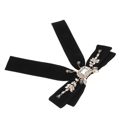 Beaupretty Velvet Ribbon Brooch Schwarze Barock Schleifenbrosche mit Strassverzierung Französischer Vintage Stil Anstecknadel für Cardigans Schuluniformen und Hochzeitsaccessoire von Beaupretty