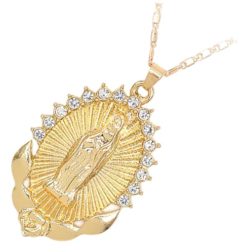 Beaupretty Vergoldete Jungfrau Halskette mit Anhänger Christlicher Religiöser Schmuck für Damen Eleganter Damenanhänger Langlebiges Design für Alltag und Festtage von Beaupretty