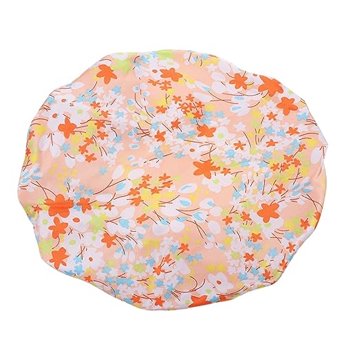 Beaupretty Verstellbare Doppellagige Schlafmütze Badehaube aus Satin Wasserdichte Duschhaube mit Verstellbarem Verschluss Vielseitiger Haarüberzug für Junge Mädchen und Gelb mit Blumenmuster von Beaupretty
