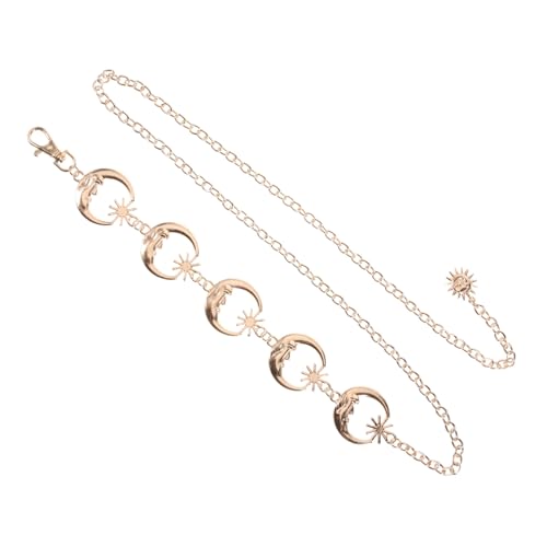 Beaupretty Verstellbare Taillenkette aus Metall mit Mond Sternmotiv Goldener Gürtel für Damen Eleganter Bauchkettenschmuck Passend für Kleider Partys und Alltag von Beaupretty