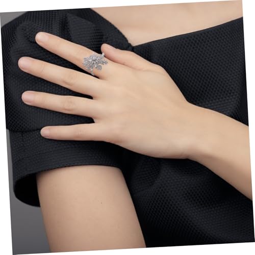 Beaupretty Verstellbarer Damenring mit Drehbarem Doppel schneeflocken design Offener Ring aus Langlebigem Material Eleganter Schmuck für Alltag Party und Geschenk von Beaupretty