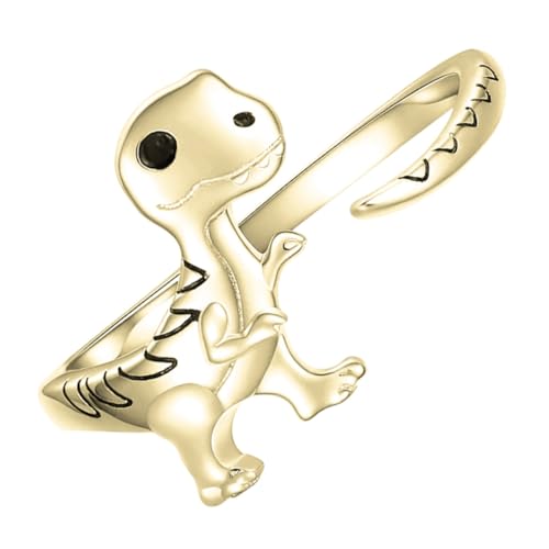 Beaupretty Verstellbarer Dinosaurier Ring Damen Schmuck Kreatives Design Goldener Offener Ring Geschenkidee für Geburtstag Hochzeit Party Alltag von Beaupretty