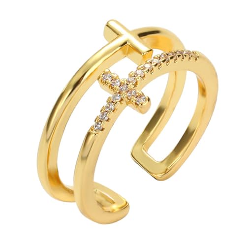 Beaupretty Verstellbarer Kreuzring Mit Dekor Für Damen Eleganter Schmuck Für Anlässe Und Alltag in Goldfarben von Beaupretty