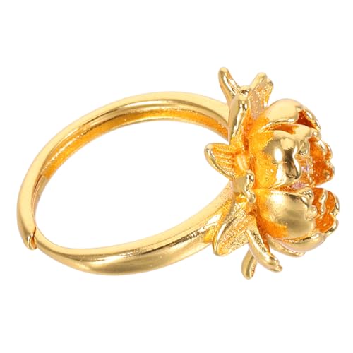 Beaupretty Verstellbarer Lotusblumenring Damen Offener Band Kupfer Vintage Schmuck Chinesischer Stil Elegant Anpassbar von Beaupretty