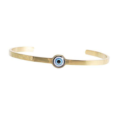 Beaupretty Verstellbarer Offener Evil Eye Armreif Damen Verstellbar Schutz Schmuck Geschenk Blau Metall von Beaupretty