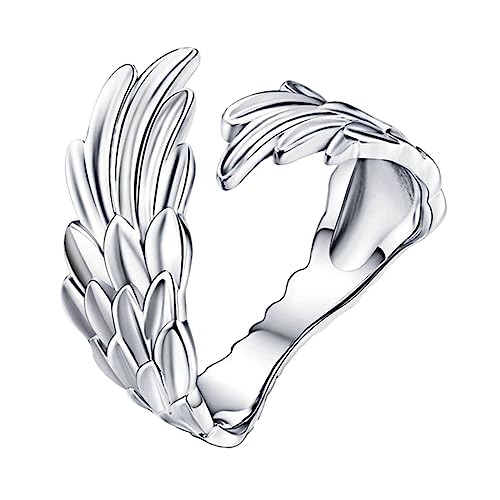 Beaupretty Verstellbarer Offener Ring für Damen Silberring Flügel Design Eleganter Schmuck für Besondere Anlässe und Tägliches Tragen Perfektes zu Valentinstag und Weihnachten von Beaupretty