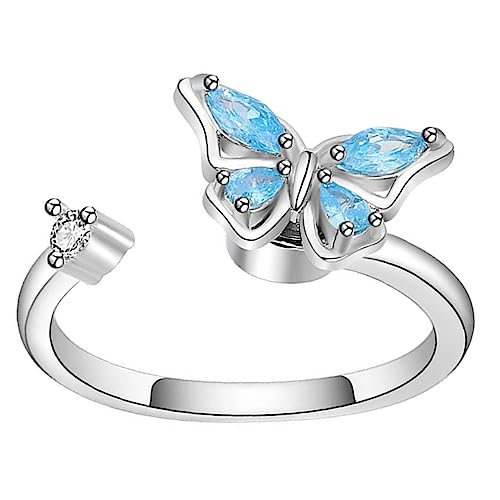 Beaupretty Verstellbarer Offener Schmetterlingsring Damen Weißgoldfarben Statement Schmuck für Teen Mädchen Geburtstag Valentinstag von Beaupretty