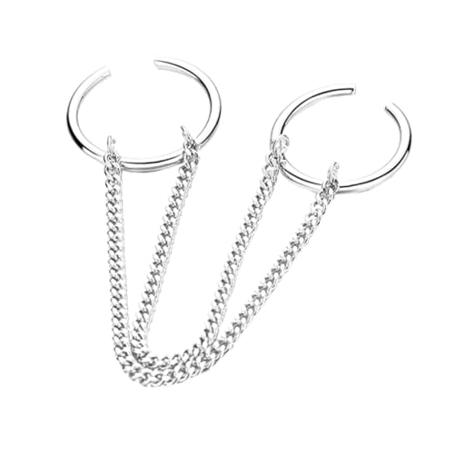 Beaupretty Verstellbarer Silberner Punk Doppel finger Ring mit Kettendesign Leichter Langlebiger Legierungsring für Damen und Herren Modischer Statement Schmuck für Partys und Alltag von Beaupretty
