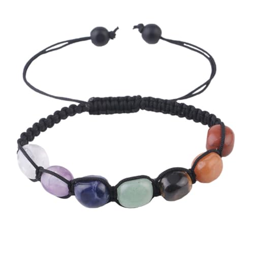 Beaupretty Verstellbares Chakra Armband aus Natürlichen Heilsteinen Handgefertigtes Geflochtenes Schmuckstück mit Bunten Yoga Tigerauge Perlen Modisches Accessoire für Damen und Herren von Beaupretty