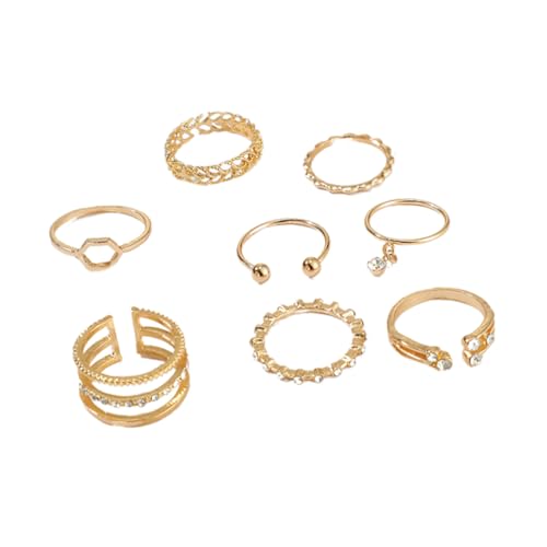 Beaupretty Verstellbares Damen Ring mit Funkelnden Strasssteinen Offenes Design Modischer Schmuck für Alltag Party und Geschenk Langlebige Legierung Goldfarben von Beaupretty