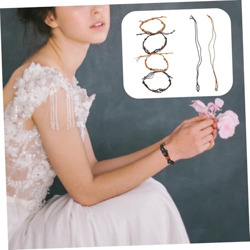 Beaupretty Verstellbares Geflochtene Halsketten Armbandkordeln mit Steinhalter aus Gewachstem Garn Langlebig Glatt Komfortabel für Herren und Damen Modisch für Alltag und von Beaupretty