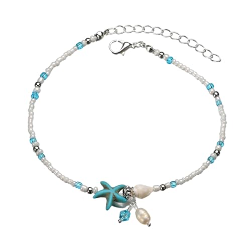 Beaupretty Verstellbares Strandfußkettchen mit Muschel und Seesternperlen Boho Schmuck für Damen und Mädchen Elegantes Leichtes Accessoire für Sommer und Strandpartys von Beaupretty