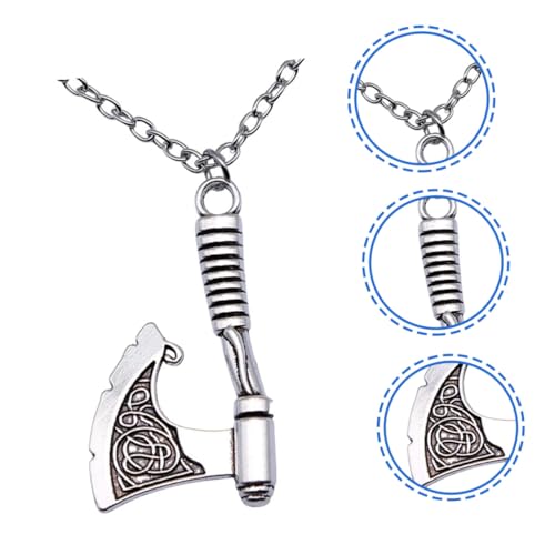 Beaupretty Viking Axt Anhänger Halskette Herren Retro Silberfarbig Vintage Wikinger Schmuck für Männer Teens Jungen Langlebig Korrosionsbeständig Einzigartiges Geschenk für Geburtstag von Beaupretty