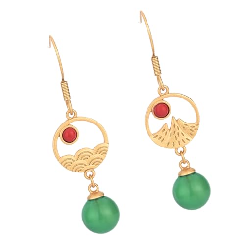 Beaupretty Vintage Agate Ohrringe für Damen Natürliche Edelstein Perlen Handgefertigt Chinesischer Stil Ohrhänger Vielseitig Kombinierbar für Alltag und Besondere Anlässe von Beaupretty