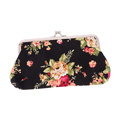 Beaupretty Vintage Blumen Geldbörse Damen Clutch Tasche mit Rosendesign Langlebige Canvas Brieftasche für Viele Kartenfächer und Münzen als für Frauen von Beaupretty