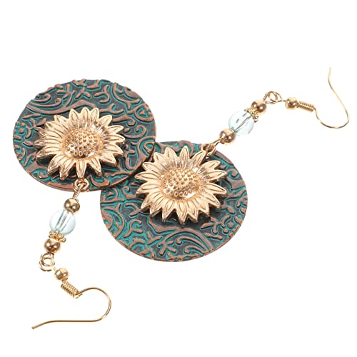 Beaupretty Vintage Bohemian Ohrringe Doppellagige Sonnenblumen Kreisohrringe Stilvolle Statement Ohrringe für Damen für Besondere Anlässe und Alltag von Beaupretty