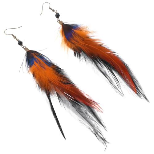 Beaupretty Vintage Boho Federohrringe für Frauen Natürliche Ethno Ohrhänger mit Schwarzen Kristallperlen Handgefertigte Western Inspirierte Quasten Ohrringe Vielseitig für Alltag und Party von Beaupretty