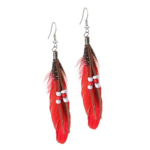 Beaupretty Vintage Boho Ohrringe Damen Lange Bunte Quasten Handgefertigte Western Stil Ohrhänger mit Reiskornperlen Auffällige Statement Accessoires für Party und Alltag von Beaupretty