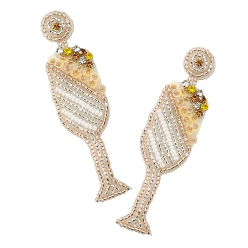 Beaupretty Vintage Champagnerglas Ohrringe Damen Rice Bead Earrings Kreative Minimalistische Dangle Ohrringe für Hochzeit Brautjungfern Festliche Party Schmuck von Beaupretty