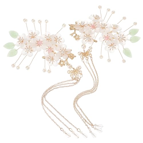 Beaupretty Vintage Chinesische Haarspange mit Blumen und Quasten Eleganter Haarschmuck Damen Fester Sitz Schonend Geeignet für Alltag und Festliche Anlässe von Beaupretty