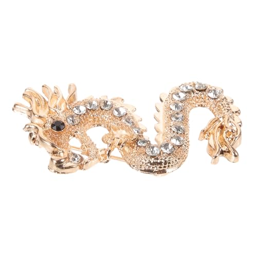 Beaupretty Vintage Dragon Brosche Pin Goldfarbene Chinesische Stil Anstecknadel Retro Drachen Motiv Schmuck Dekoration für Kleidung Anzug Party Hochzeit und von Beaupretty